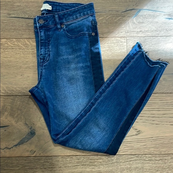 Harper Heritage Denim - Harper Heritage Blue Mid Rise Skinny Jeans with Tuxedo Stripe Size 27 Frayed Hem
